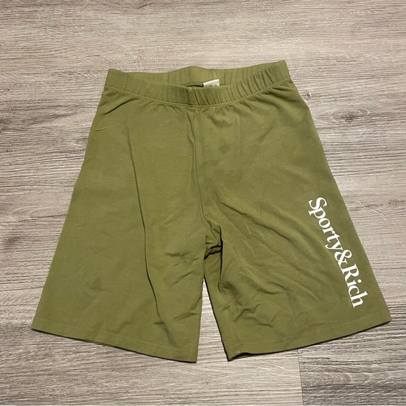 SPORTY & RICH DARK GREEN SPANDEX SHORTS SZ SMALL S - Picture 1 of 5